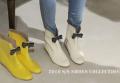 韓國新款時尚點點蝴蝶結純色系列短筒雨鞋 