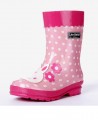 女孩雨靴 - 粉色白波點立體兔子貼花